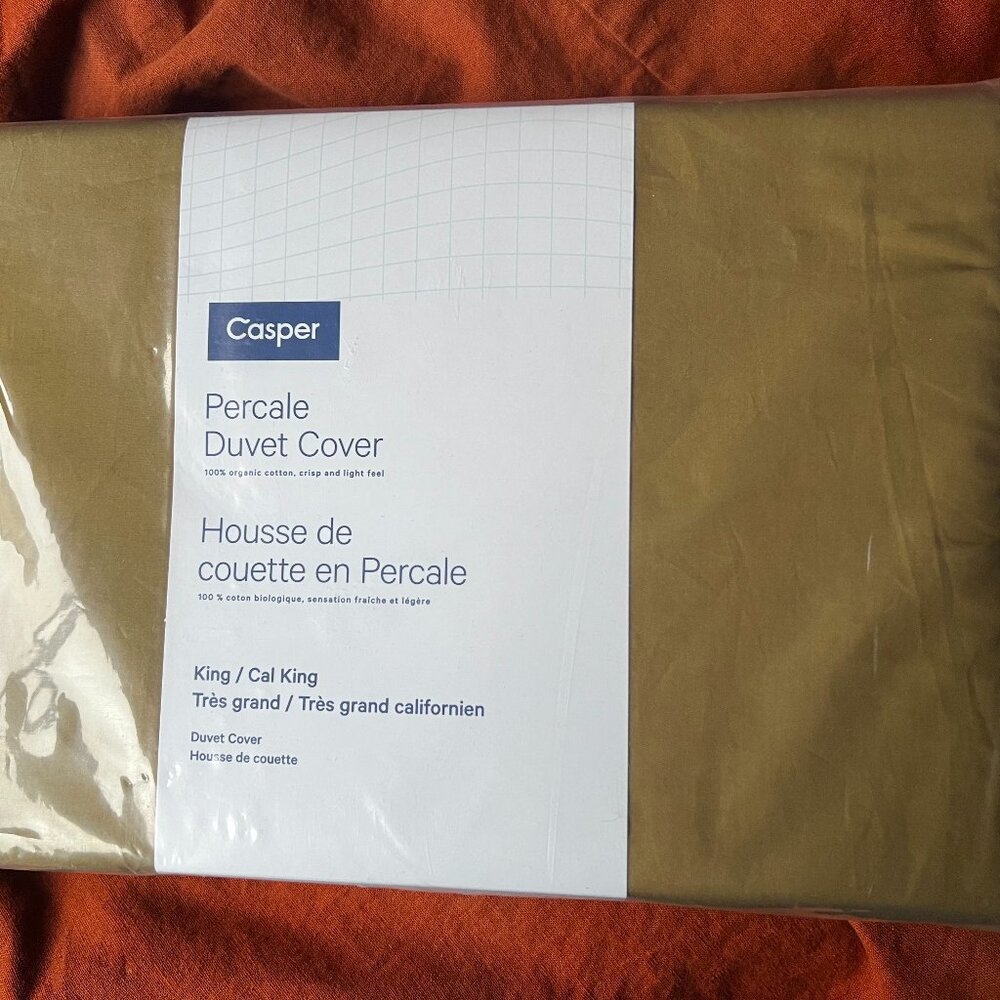 Olive green Casper King size cotton percale duvet cover